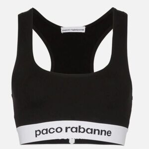 Paco Rabanne Logo Tape Black Sports Bra
